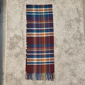 Multicolor Plaid Scarf with Fringe